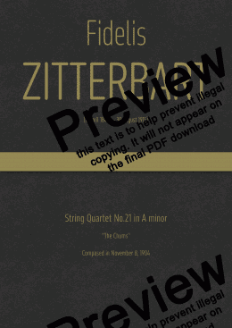 page one of Zitterbart - String Quartet No.21 in A minor