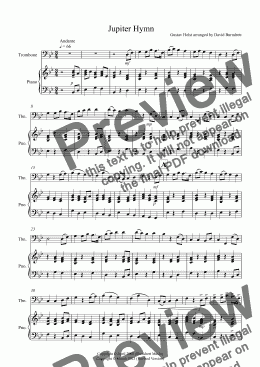 page one of Jupiter Hymn Trombone and Piano