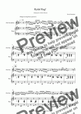 page one of Rydal Rag! for Alto Saxophone and Piano