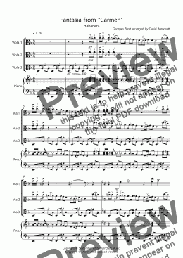 page one of Habanera (Fantasia from Carmen) for Viola Trio