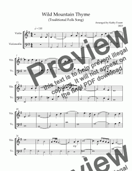 page one of Wild Mountain Thyme for Violin and Cello Duet