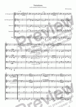 page one of Variations on Ukrainian National Anthem - Score and parts