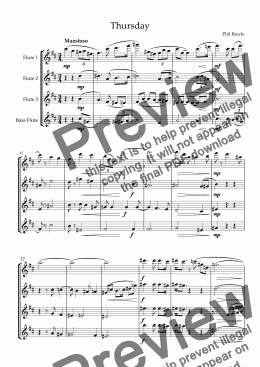 page one of Thursday - Flute Quartet
