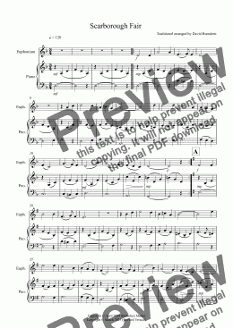 page one of Scarborough Fair for Euphonium and Piano