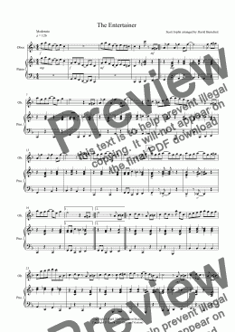 page one of The Entertainer for Oboe and Piano