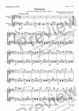 page one of Valentina (GD/Score & Parts) - with alternate parts