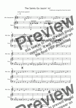 page one of The Saints Go Jazzin' in! for Alto Saxophone and Piano