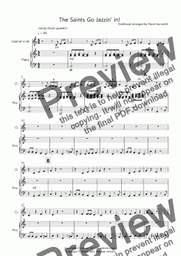 page one of The Saints Go Jazzin' in! for Clarinet and Piano