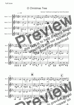 page one of O Christmas Tree for French Horn Quartet