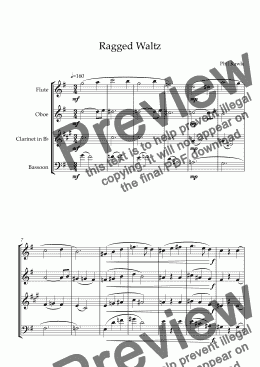 page one of Ragged Waltz - Wind Quartet
