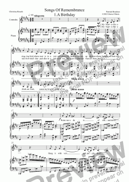 page one of Songs Of Remembrance 1.A Birthday for Contralto and Piano