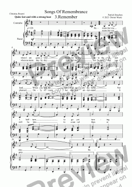 page one of Songs Of Remembrance  3.Remember for Contralto and Piano