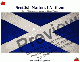 page one of Scottish National Anthem for Brass Band Quintet