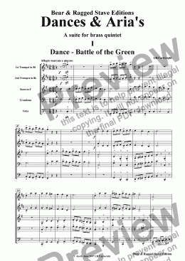 page one of Dances & Aria's - A Suite for Brass quintet
