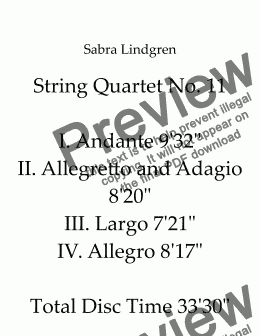 page one of String Quartet No. 11 II. Allegretto and Adagio