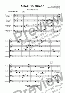 page one of Amazing Grace - Brass Quartet 1