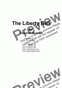 page one of The Liberty Bell for Clarinet Quartet