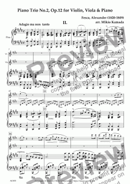 page one of Piano Trio No.2, Op.12, II. Adagio ma non tanto for Violin, Viola & Piano