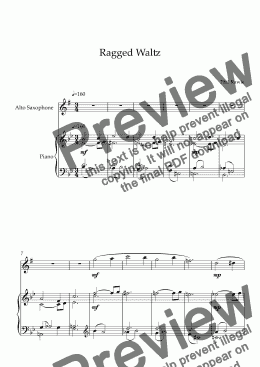 page one of Ragged Waltz - Alto Sax Solo