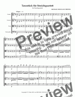 page one of Tanzstück für Streichquartett - Score and parts