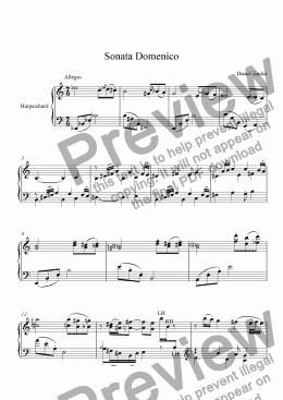 page one of SONATA DOMENICO for Harpsichord Solo