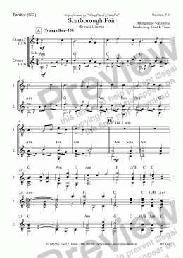 page one of Scarborough Fair (GD/TAB/Score & Parts)