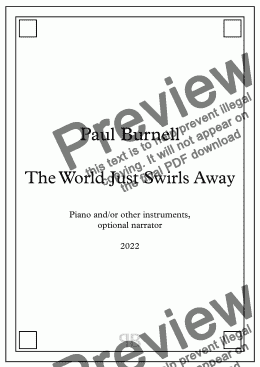 page one of The World Just Swirls Away, for piano and/or other instruments, optional narrator