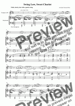 page one of Swing Low, Sweet Chariot for Bb Trumpet,Cornet,Flugelhorn &  Piano