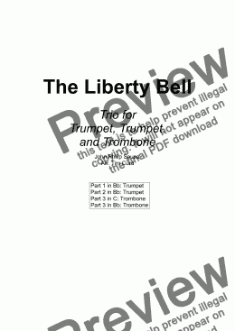 page one of The Liberty Bell. Trio for Trumpet, Trumpet, and Trombone