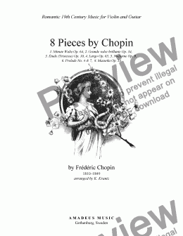 page one of 8 Pieces by F. Chopin for Violin (Flute) and Classical Guitar 