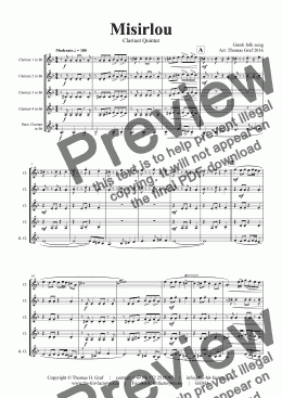 page one of Misirlou - Pulp Fiction - Clarinet Quintet - Eb