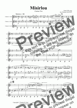 page one of Misirlou - Pulp Fiction - Clarinet Trio - Cm