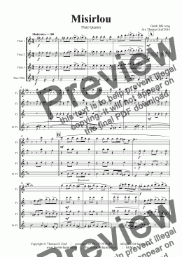 page one of Misirlou - Pulp Fiction - Flute Quartet - C