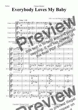 page one of Everybody Loves My Baby - Jazz Classic - Clarinet Quintet -   - Score and parts
