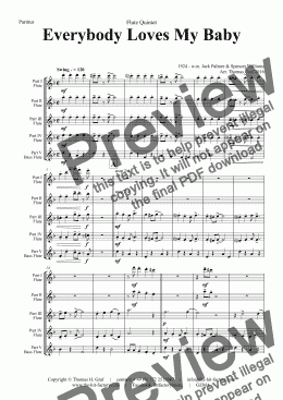 page one of Everybody Loves My Baby - Jazz Classic - Flute Quintet -   - Score and parts