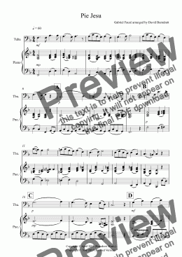 page one of Pie Jesu (from Requiem) for Tuba and Piano