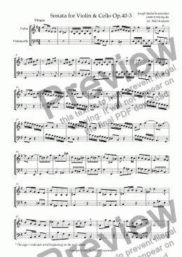 page one of Sonata (Duet) for Violin & Cello Op.40-3