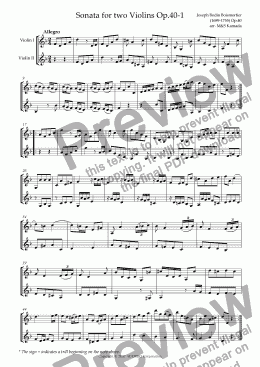 page one of Sonata (Duet) for two Violins Op.40-1