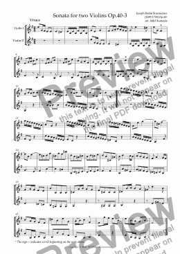 page one of Sonata (Duet) for two Violins Op.40-3