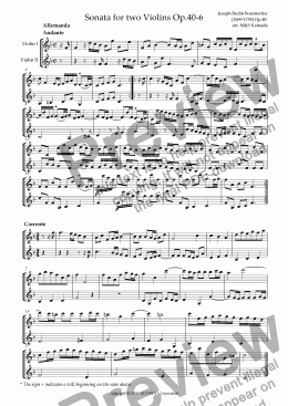 page one of Sonata (Duet) for two Violins Op.40-6