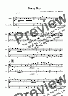 page one of Danny Boy for Flute and Cello Duet