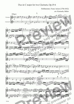 page one of Duo in C major for two Clarinets, Op.19-4