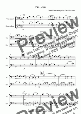 page one of Pie Jesu (from Requiem) for Cello and Double Bass Duet