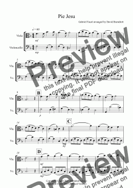 page one of Pie Jesu (from Requiem) for Viola and Cello Duet