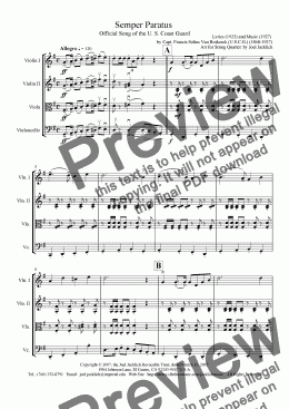 page one of Semper Paratus (official song of the U.S. Coast Guard)