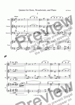 page one of Quintet for Horn, Woodwinds and Piano