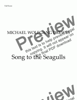 page one of Song to the Seagulls - Full Score