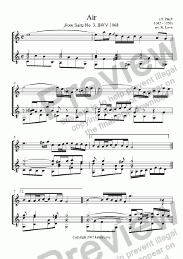 page one of Air, Suite No. 3, BWV 1068 (Flute and Guitar)