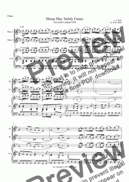 page one of Sheep May Safely Graze (2 flutes and piano)