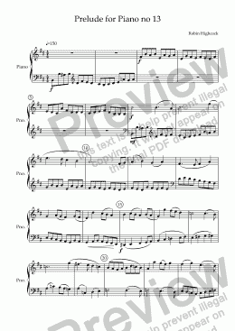 page one of Prelude for Piano no 13